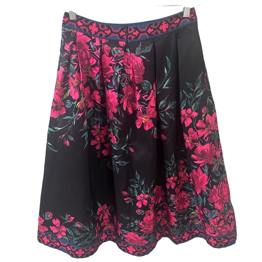 Flying Tomato Vibrant Floral Boho Chic Structured Midi Skirt With Pockets, S